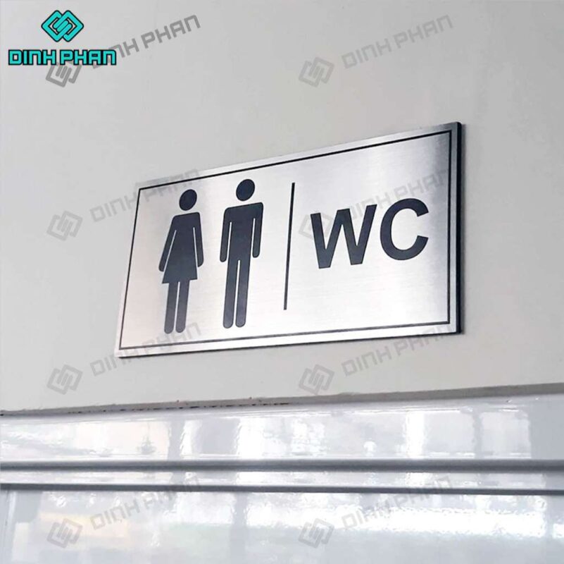 Biển tên phòng inox trắng xước in uv