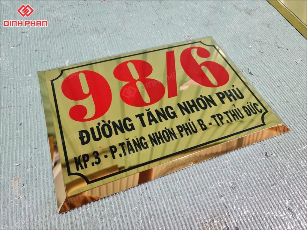 Mẫu biển số nhà inox ăn mòn, viền vát chéo SN001