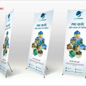 in uv standee chân chữ X