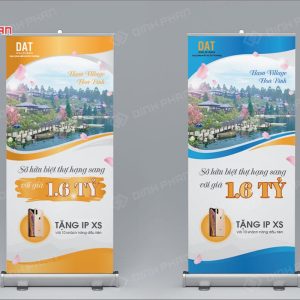 in uv standee chân cuộn