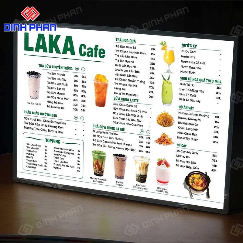 sản phẩm hộp đèn menu in uv