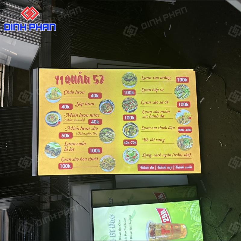 sản phẩm in uv hộp đèn menu
